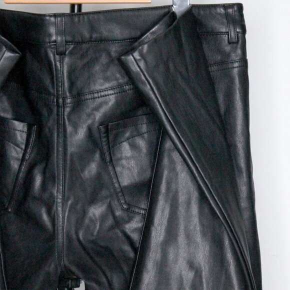 Riani Designer Black Faux Leather Pants Size 12 - Picture 9 of 15